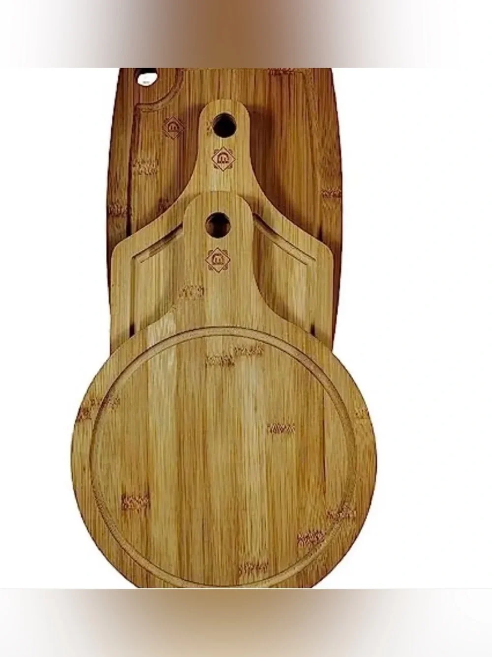 Natural Bamboo Round Cutting & Serving Board Set of 3 - NIB